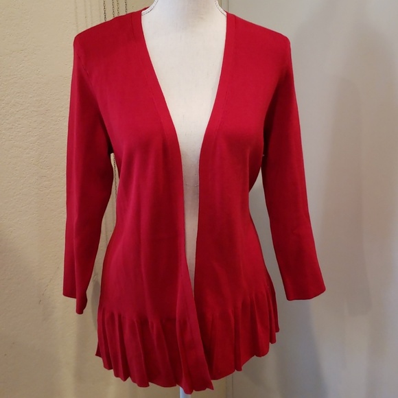 Talbots Sweaters - Talbots NWOT red pleated hem open cardigan Sz PL